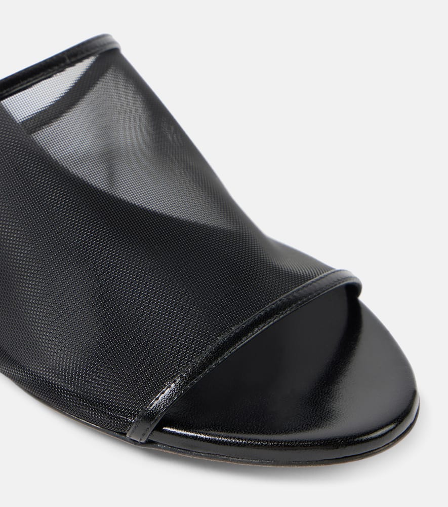 Khaite Marion leather-trimmed mesh mules