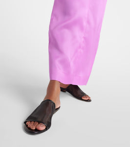 Khaite Marion leather-trimmed mesh mules