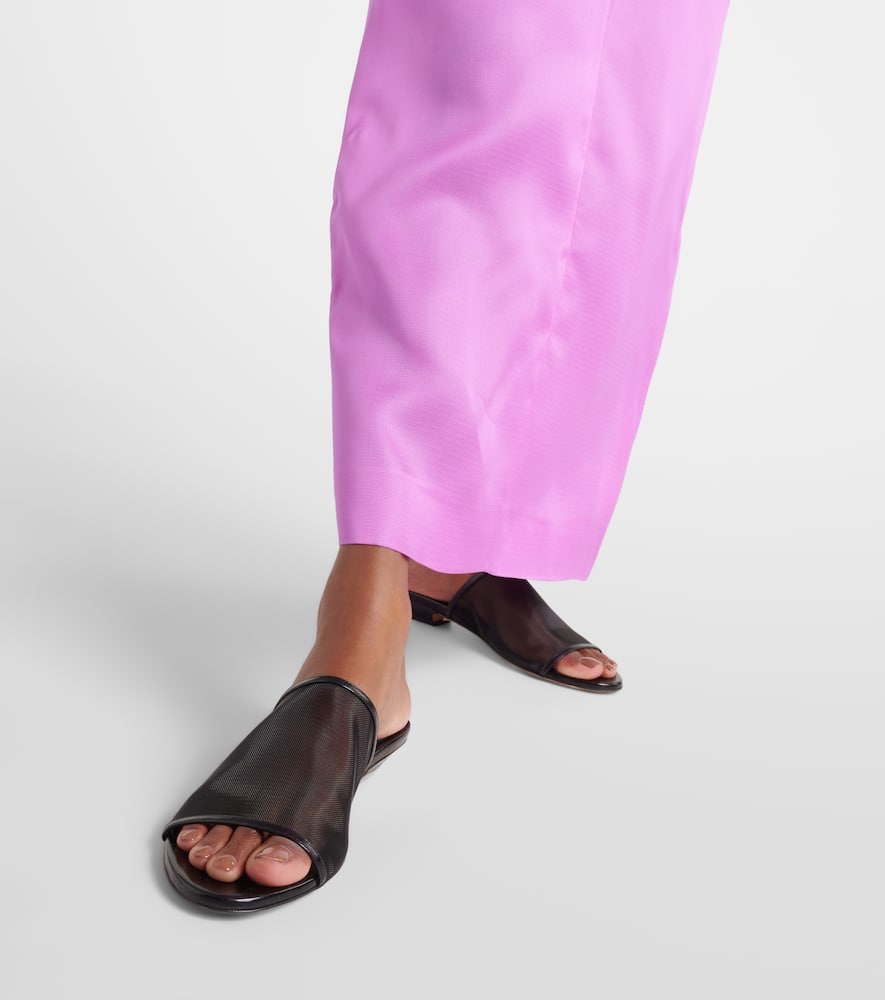Khaite Marion leather-trimmed mesh mules