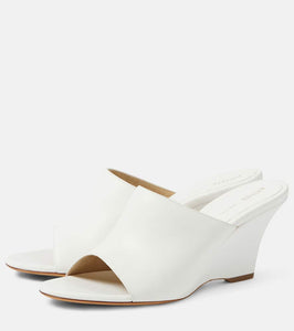 Khaite Marion leather wedge mules