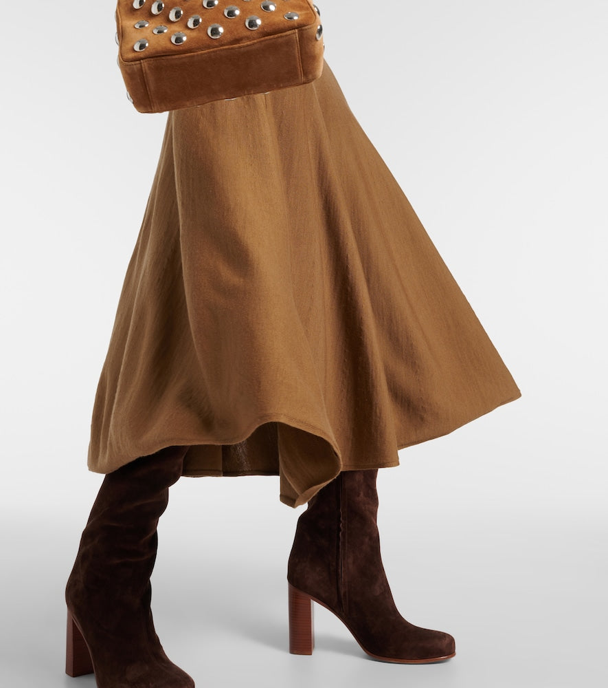 Khaite Mayu knitted wool midi skirt