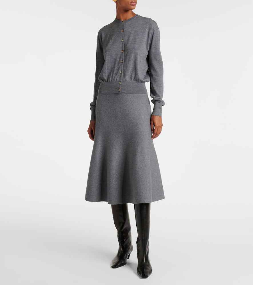 Khaite Odil knitted wool-blend midi skirt