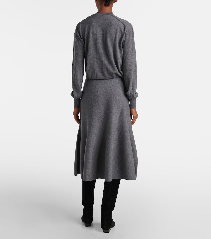 Khaite Odil knitted wool-blend midi skirt