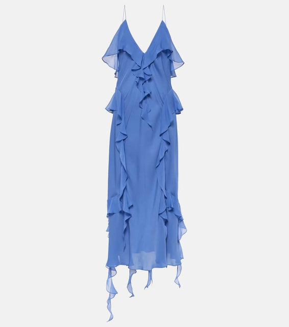 Khaite Pim ruffled silk georgette slip dress