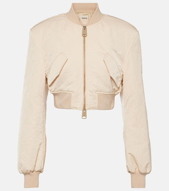 Khaite Reggie cropped satin bomber jacket