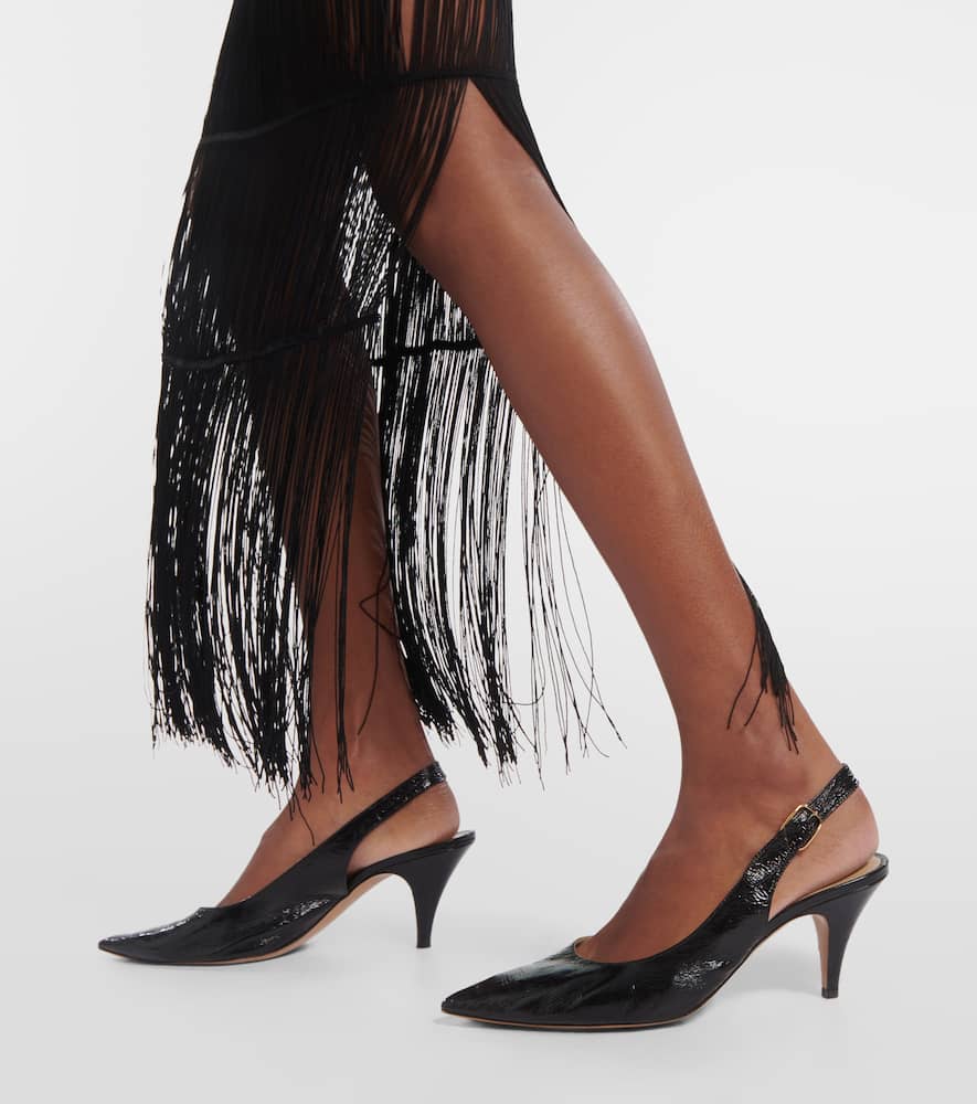 Khaite River crinkled leather slingback pumps