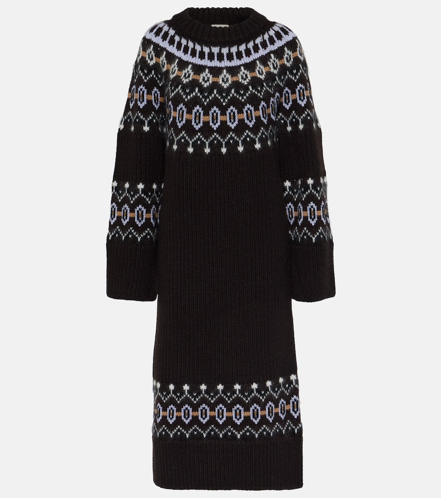 Khaite Rivka Fair Isle cashmere-blend midi dress. Khaite Rivka Fair Isle 羊绒混纺中长连衣裙