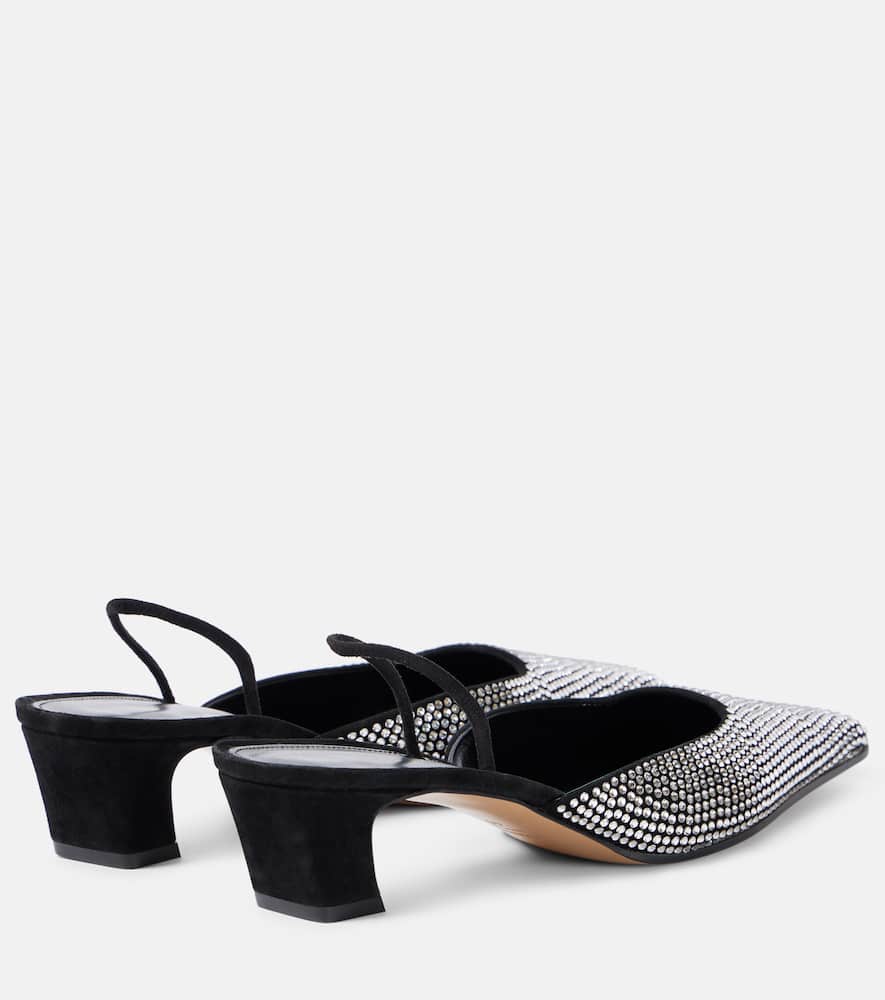 Khaite Roosevelt embellished leather slingback pumps