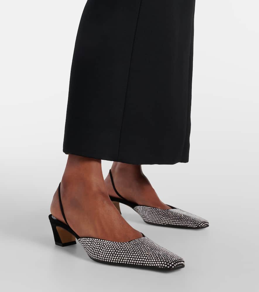 Khaite Roosevelt embellished leather slingback pumps