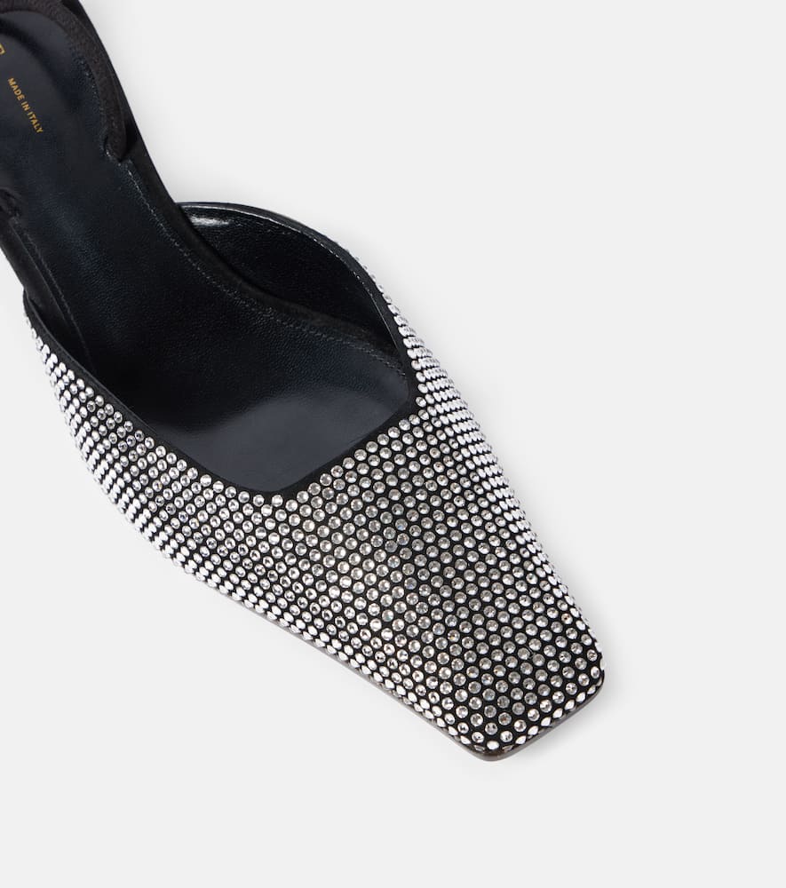 Khaite Roosevelt embellished leather slingback pumps