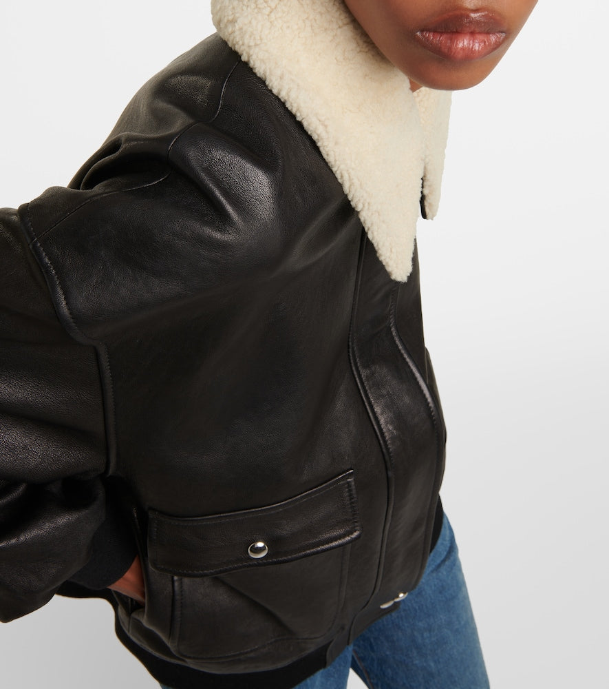 Khaite Shellar shearling-trimmed leather jacket