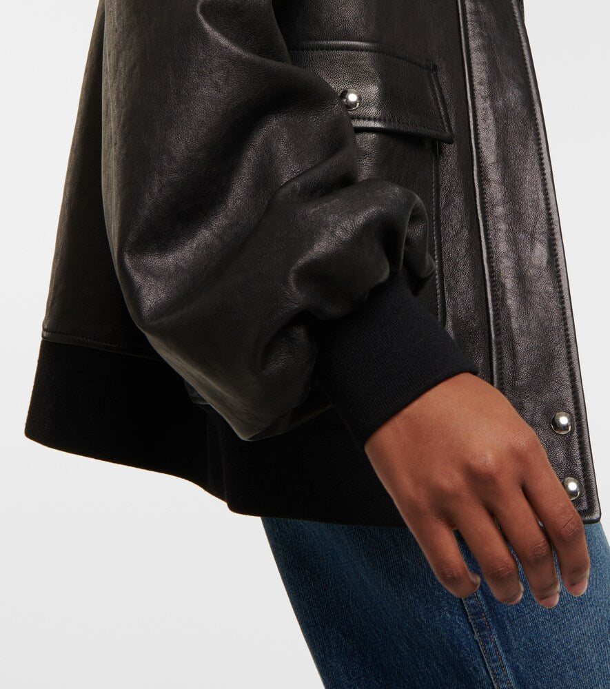 Khaite Shellar shearling-trimmed leather jacket