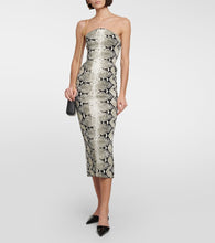 Khaite Strapless snake-printed midi dress