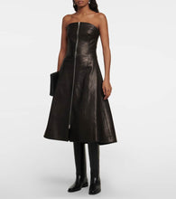 Khaite Valerie leather midi dress