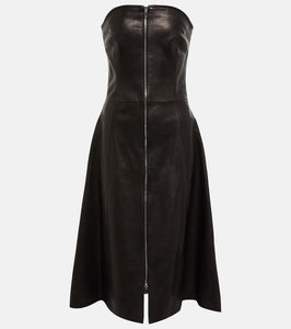 Khaite Valerie leather midi dress