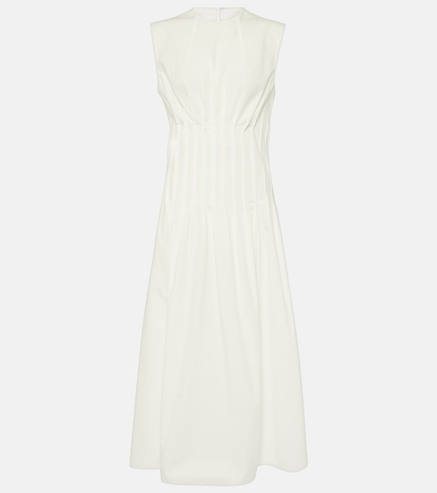 Khaite Wes pleated cotton poplin maxi dress. Khaite Wes 褶裥棉府绸长裙