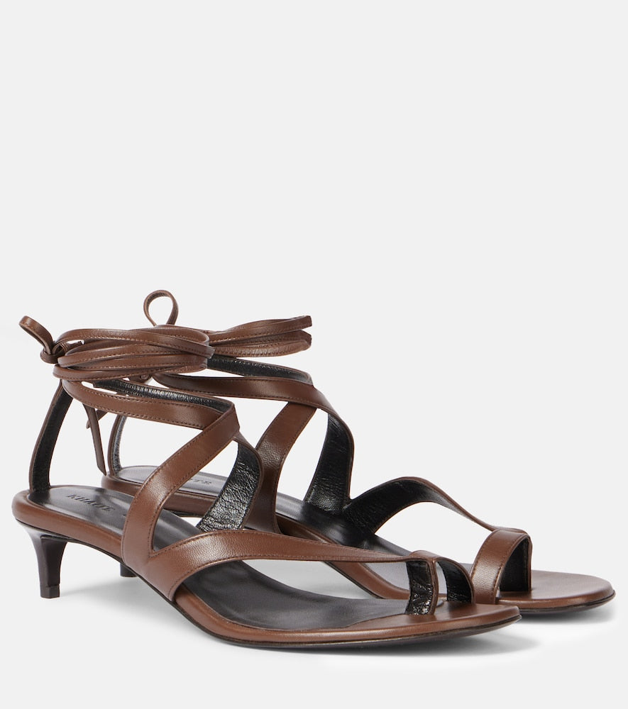 Brown Khaite Aimee 35 leather thong sandals - Heeled Sandals