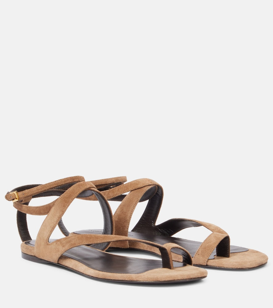 Khaite Aimee suede sandals in Brown - Flat Sandals