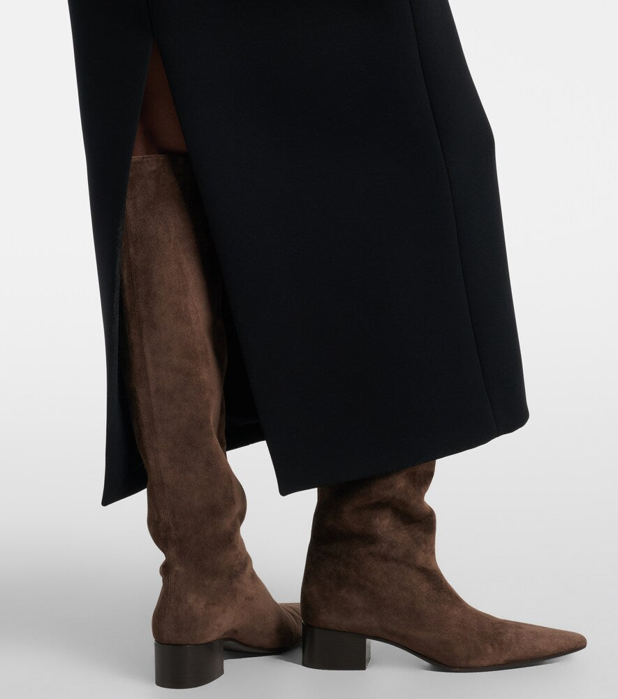 Khaite Andee suede knee-high boots - Brown Mid Heel Boots