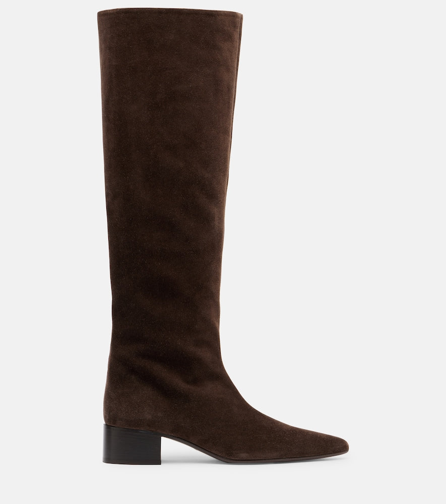 Khaite Andee suede knee-high boots - Brown Mid Heel Boots