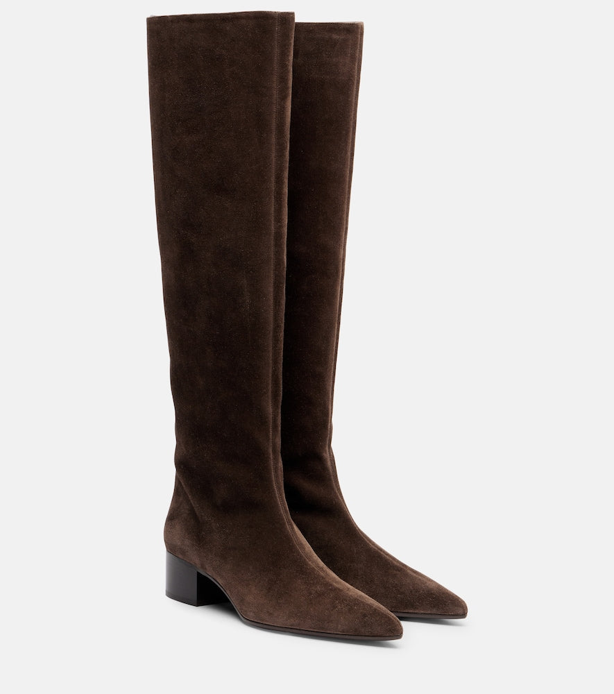 Khaite Andee suede knee-high boots - Brown Mid Heel Boots