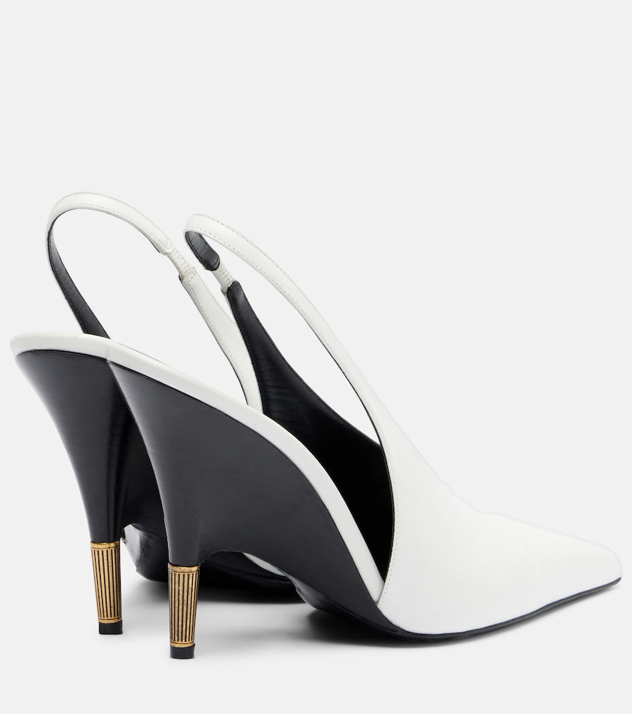 Khaite Bella 100 leather slingback pumps in White - Mid Heel Pumps