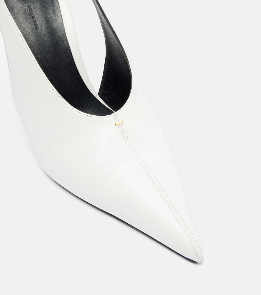 Khaite Bella 100 leather slingback pumps in White - Mid Heel Pumps