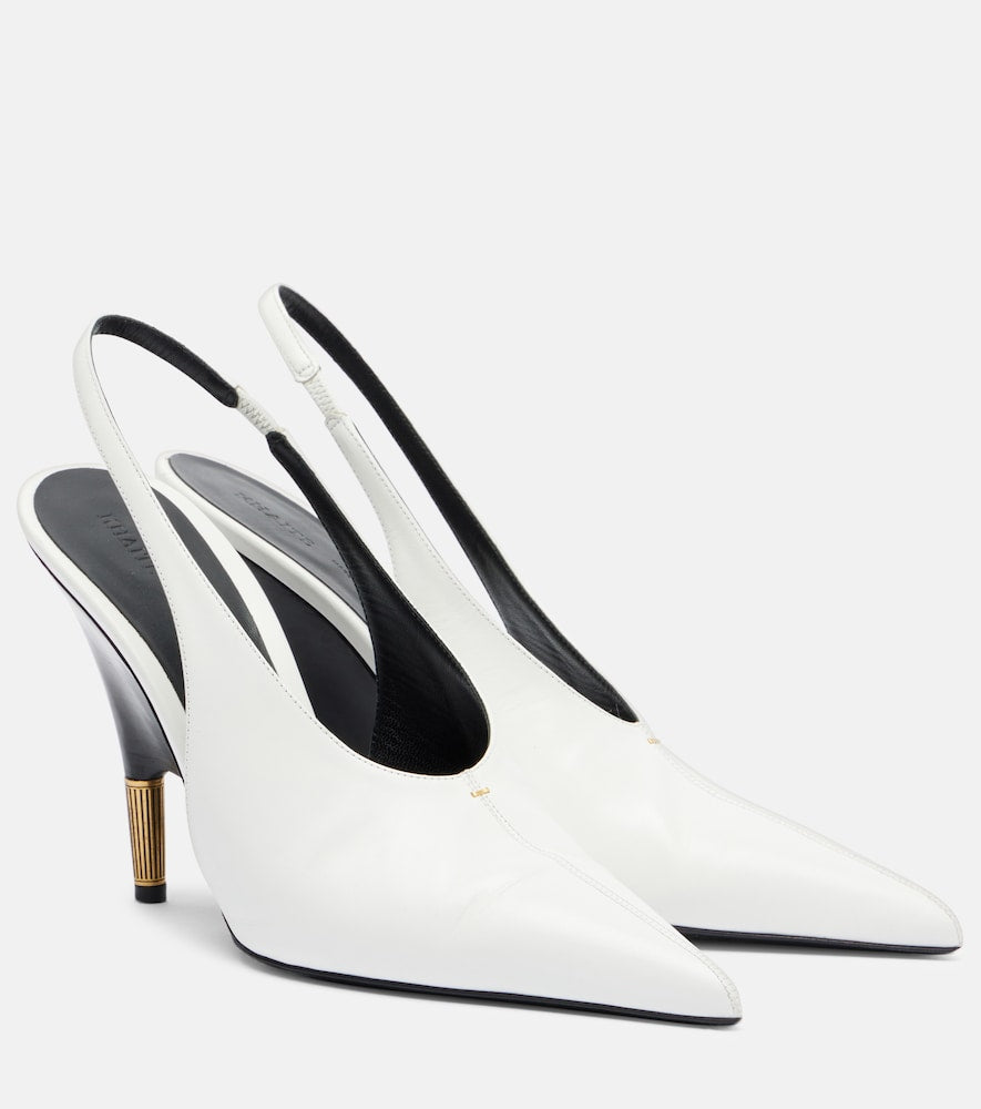Khaite Bella 100 leather slingback pumps in White - Mid Heel Pumps