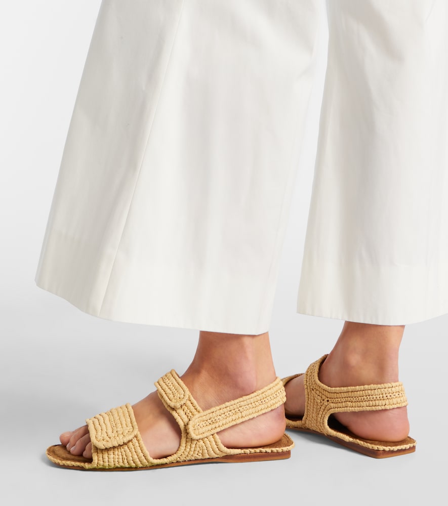 Beige Khaite Boden raffia slingback sandals - Flat Sandals