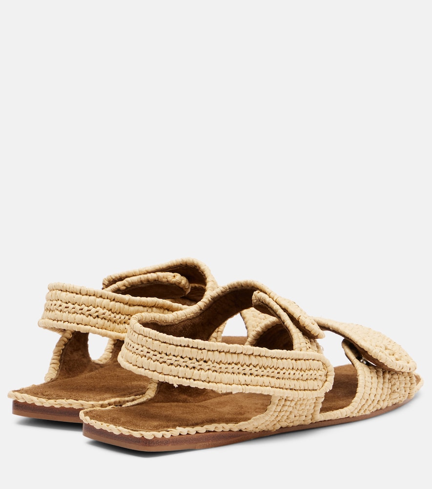 Beige Khaite Boden raffia slingback sandals - Flat Sandals