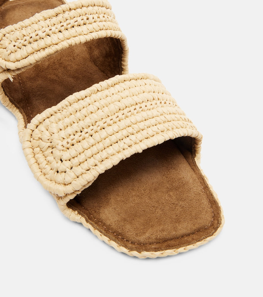 Beige Khaite Boden raffia slingback sandals - Flat Sandals
