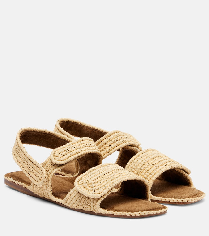 Beige Khaite Boden raffia slingback sandals - Flat Sandals