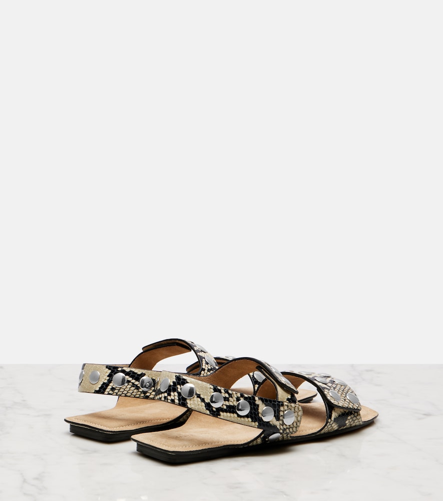 Khaite Boden snake-effect leather sandals in Beige - Flat Sandals