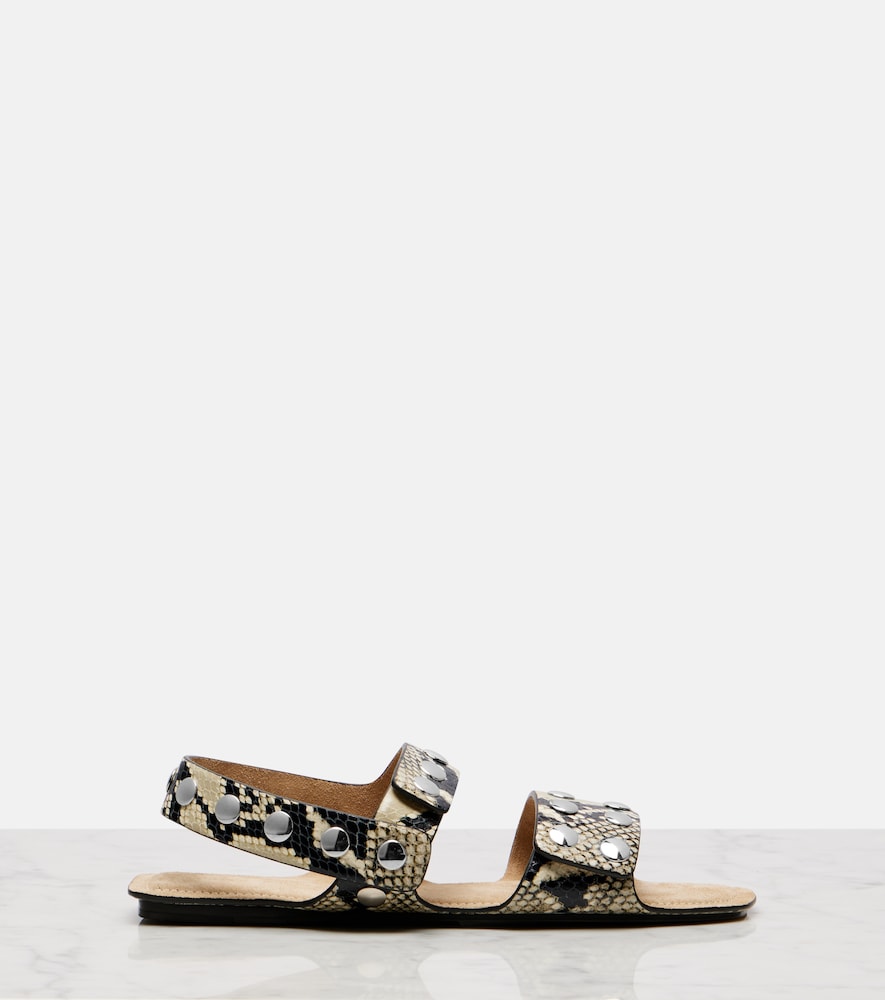 Khaite Boden snake-effect leather sandals in Beige - Flat Sandals