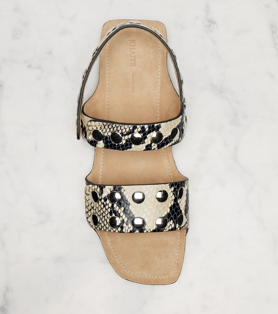Khaite Boden snake-effect leather sandals in Beige - Flat Sandals