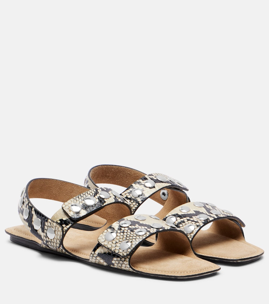 Khaite Boden snake-effect leather sandals in Beige - Flat Sandals