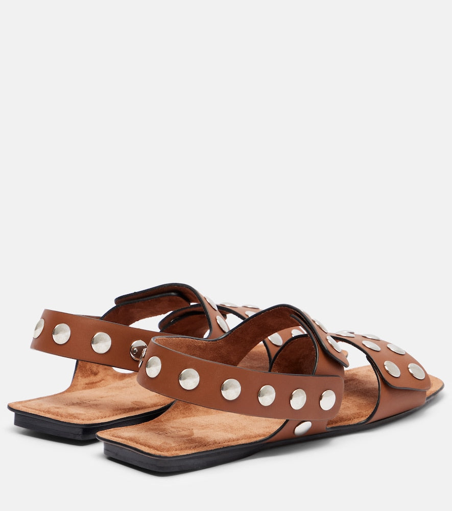 Khaite Boden studded leather sandals - Brown Flat Sandals