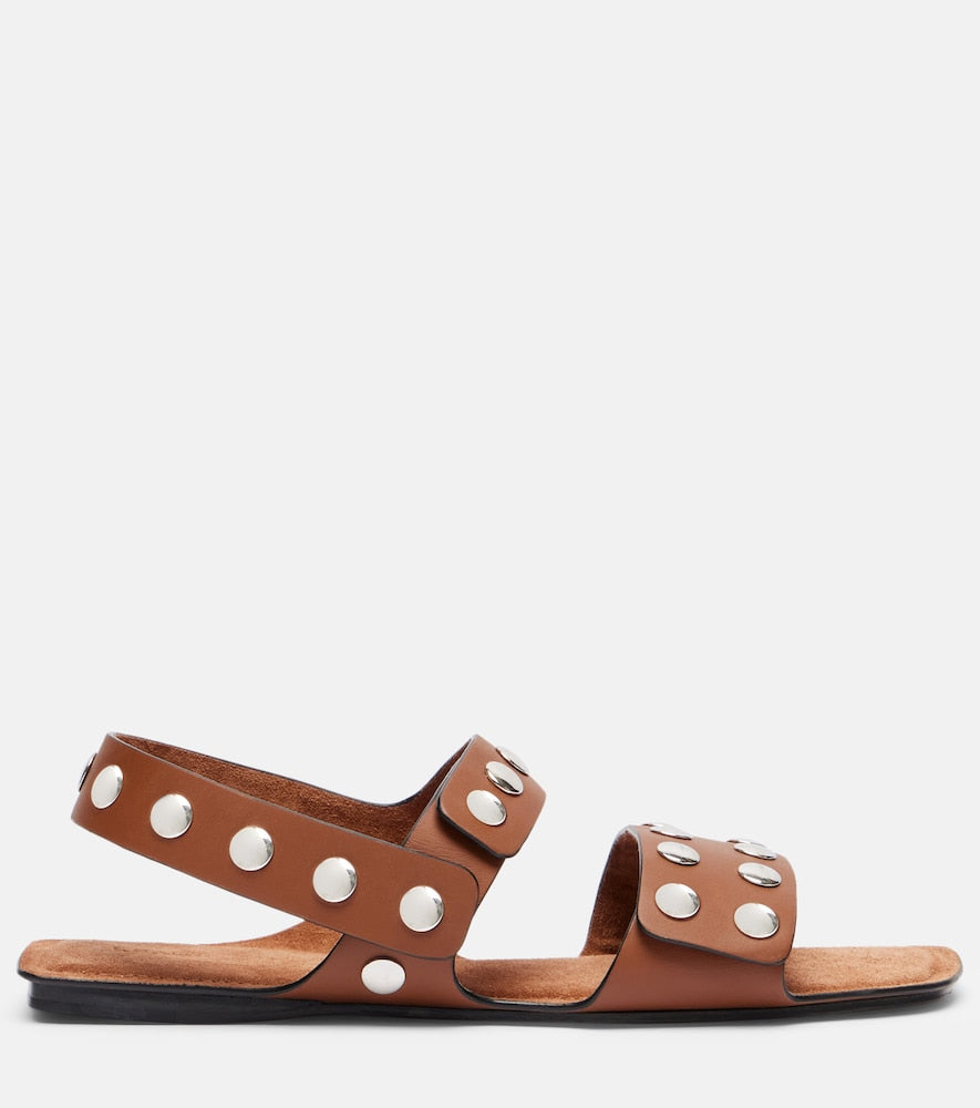 Khaite Boden studded leather sandals - Brown Flat Sandals