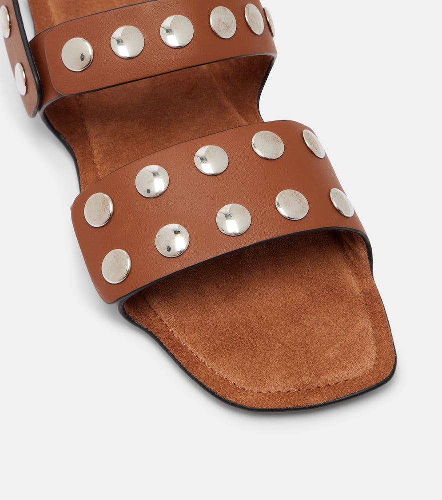 Khaite Boden studded leather sandals - Brown Flat Sandals