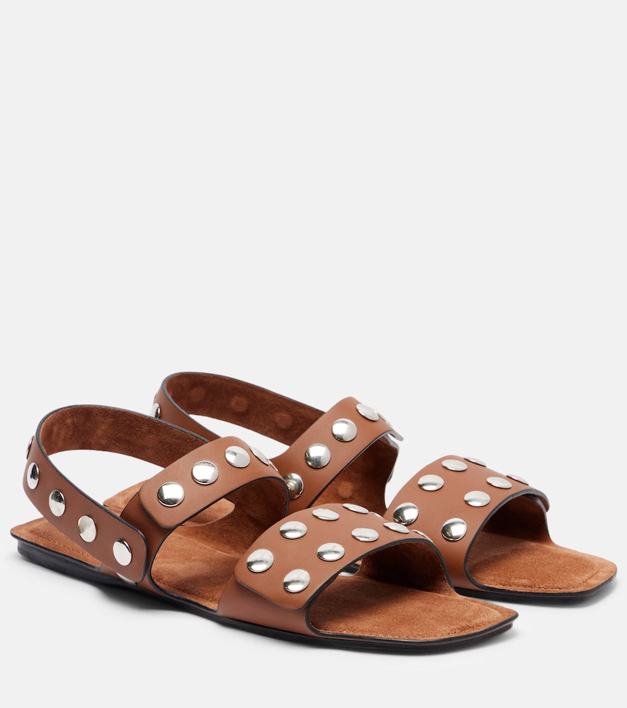 Khaite Boden studded leather sandals - Brown Flat Sandals