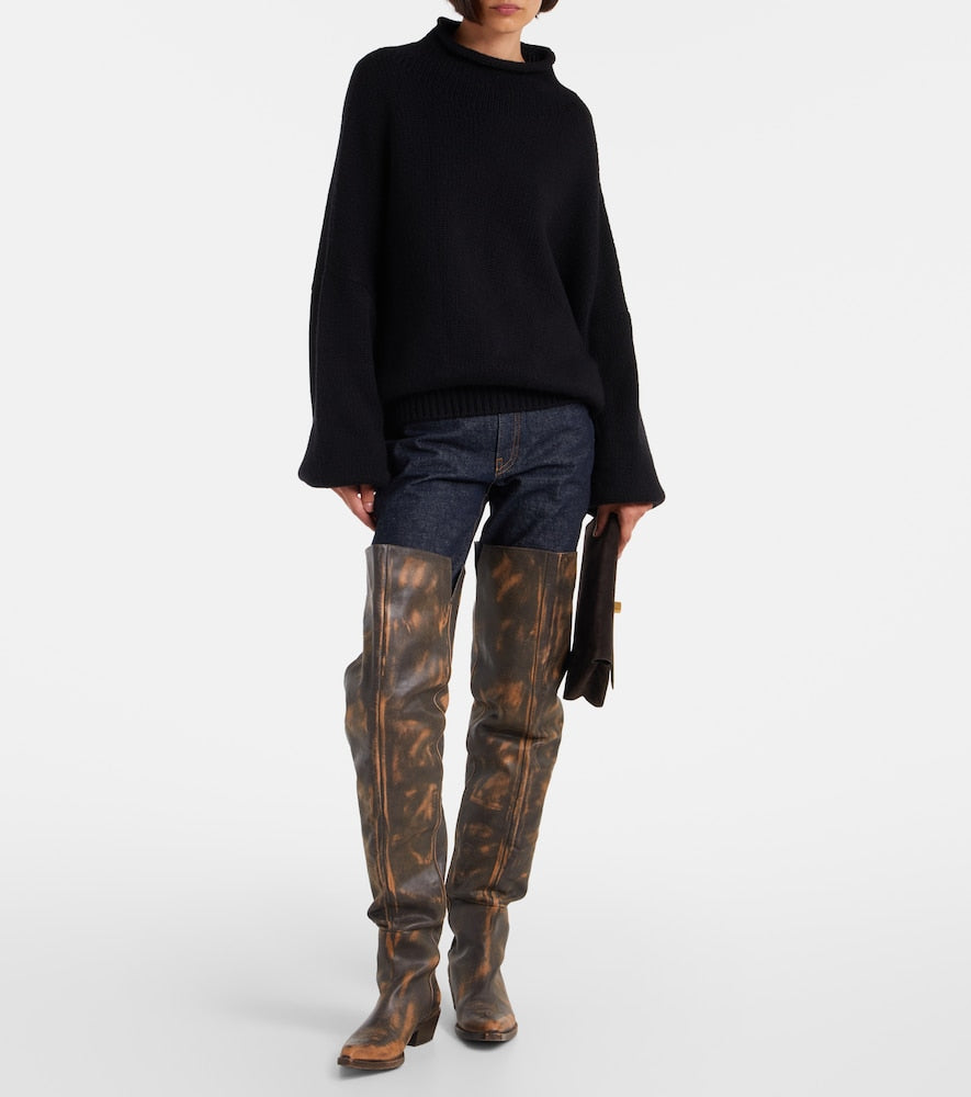 Black Khaite Clive 35 leather over-the-knee boots - Flat Boots