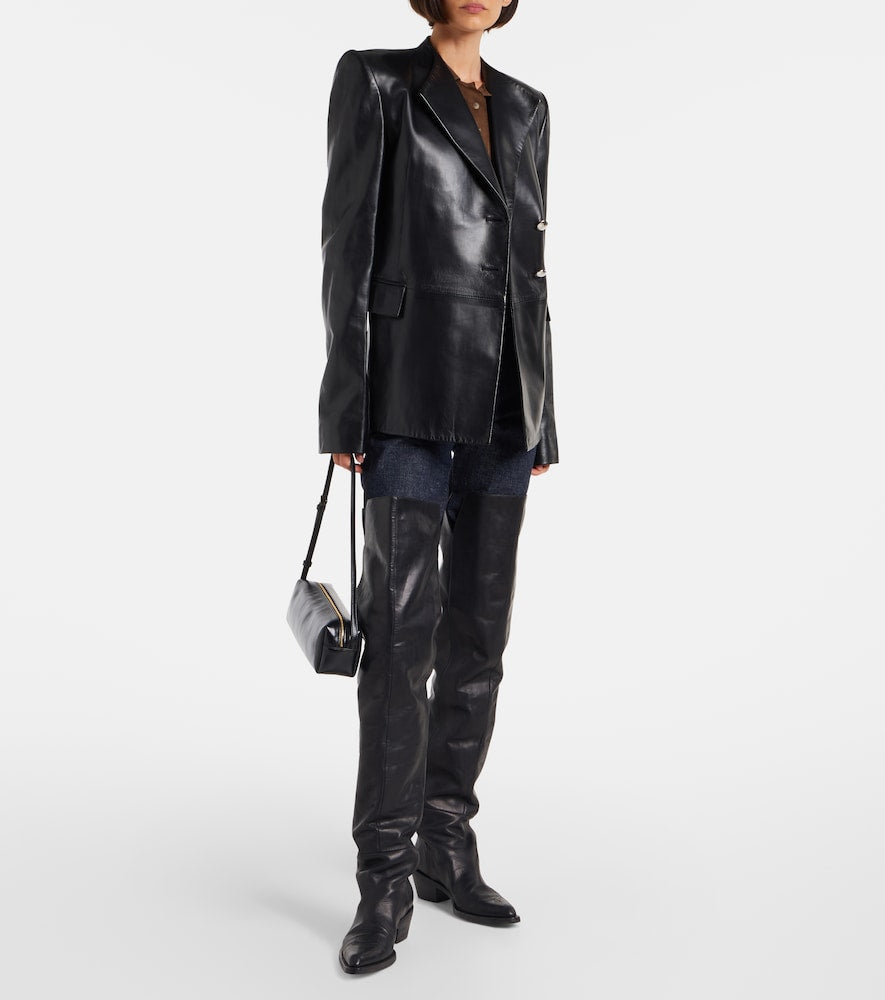 Black Khaite Clive 35 leather over-the-knee boots - Flat Boots