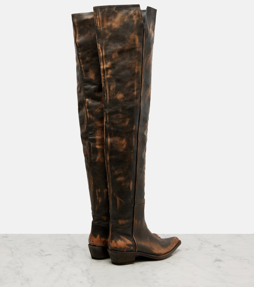 Black Khaite Clive 35 leather over-the-knee boots - Flat Boots