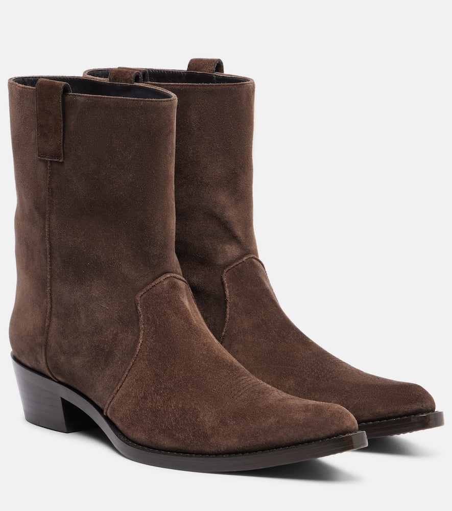 Khaite Clive 35 suede ankle boots (Brown) - Mid Heel Boots