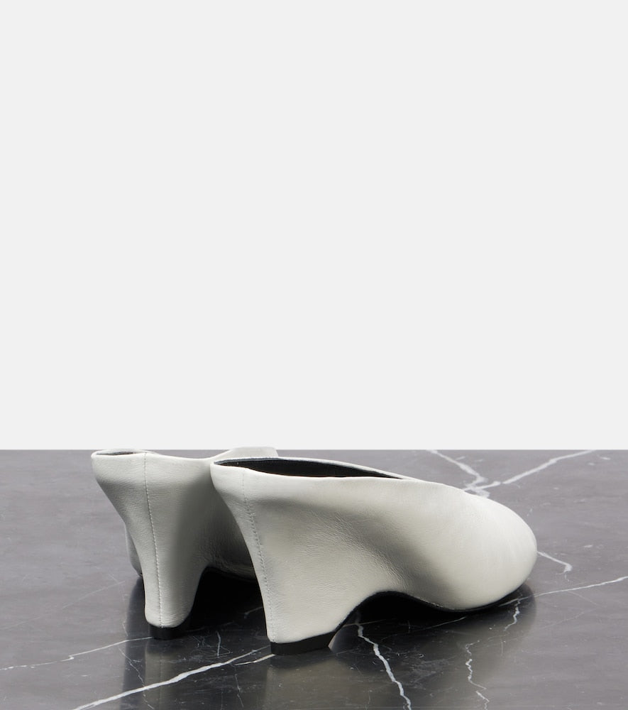 Khaite Cloak 75 leather peep-toe wedge mules in White - Heeled Sandals