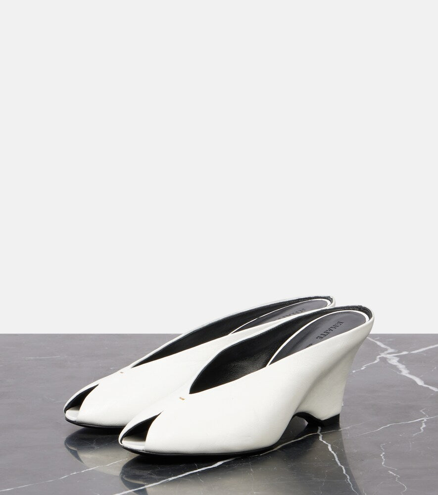 Khaite Cloak 75 leather peep-toe wedge mules in White - Heeled Sandals