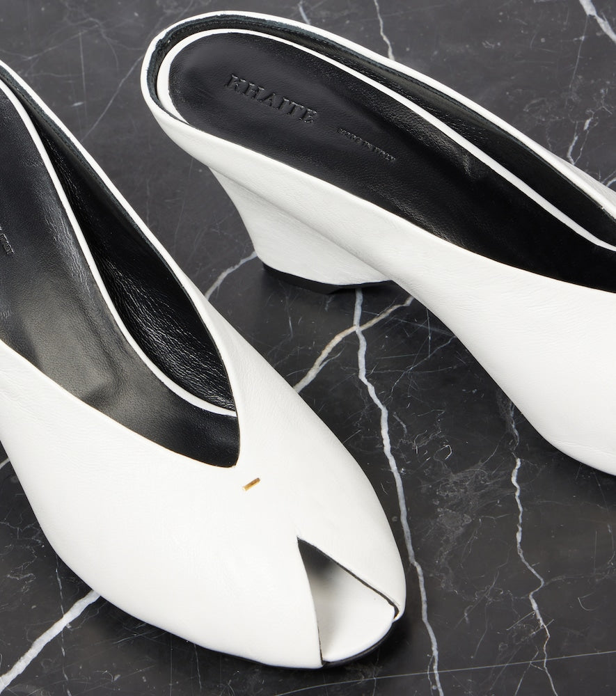 Khaite Cloak 75 leather peep-toe wedge mules in White - Heeled Sandals