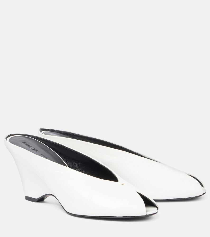 Khaite Cloak 75 leather peep-toe wedge mules in White - Heeled Sandals