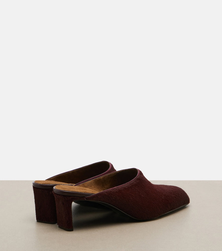 Burgundy Khaite Colt calf hair mules - Mid Heel Pumps