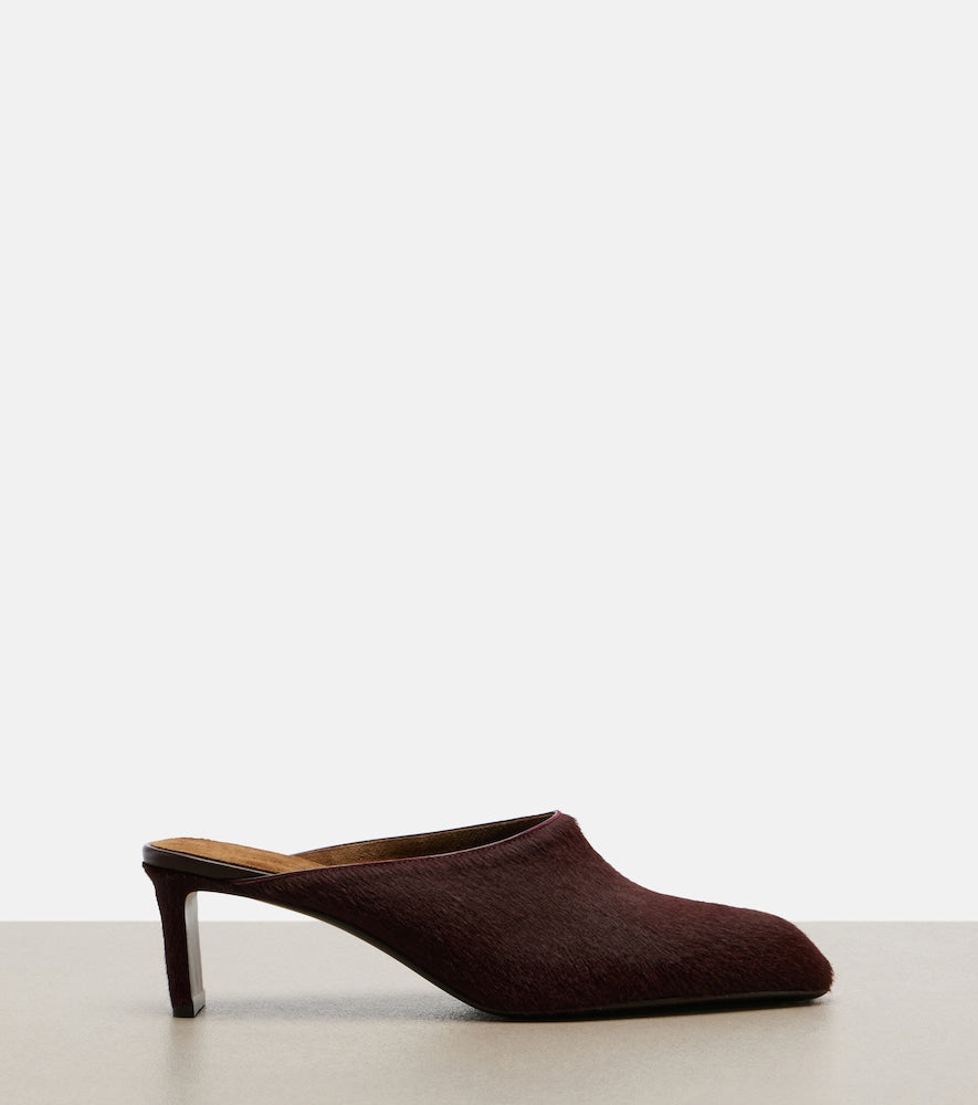 Burgundy Khaite Colt calf hair mules - Mid Heel Pumps